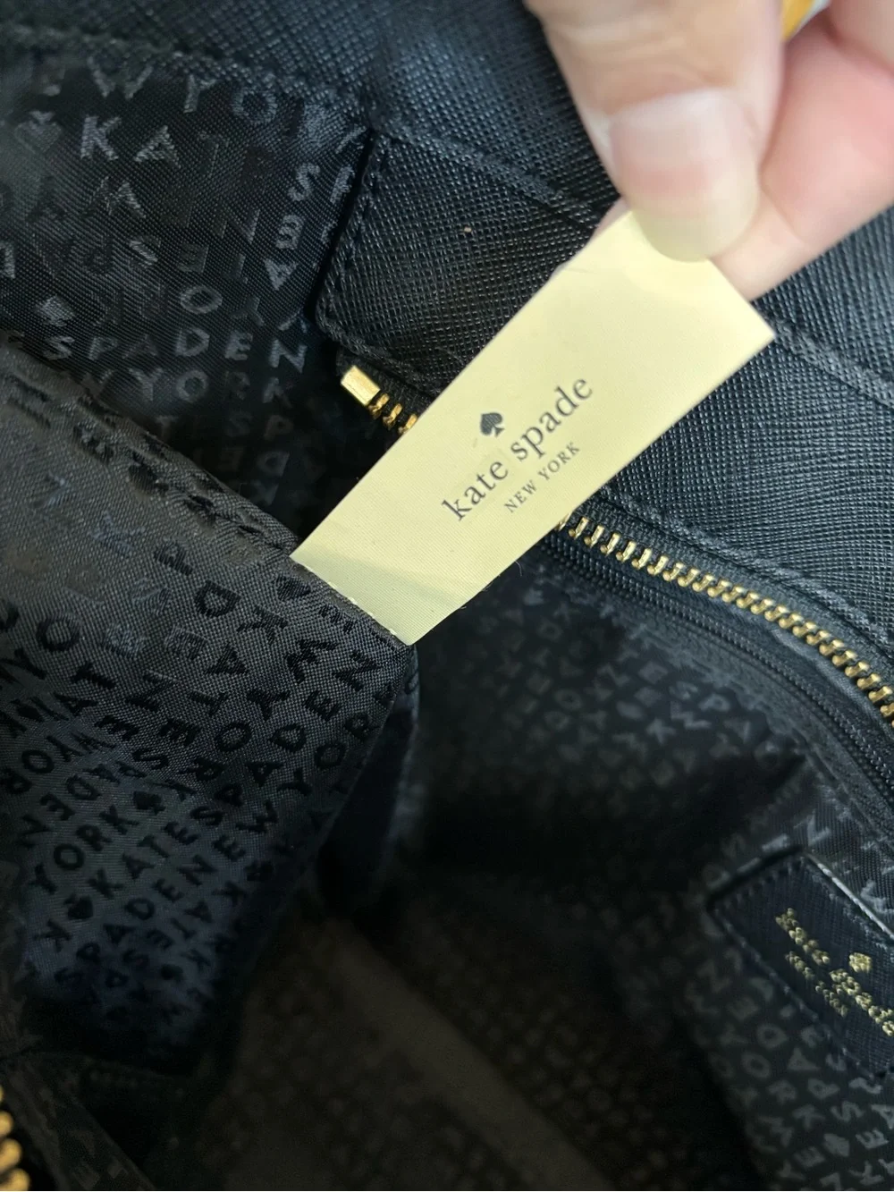 kate spade Black Structured Saffiano Tote with Gold Accent